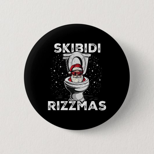 Skibidi Rizzmas Grappig Toilet Santa White Elephan Ronde Button 5,7 Cm (Voorkant)