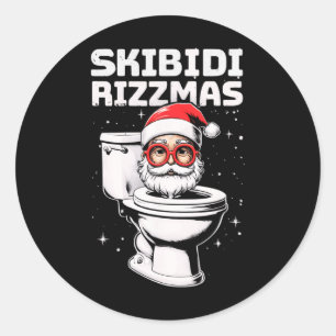 Skibidi Rizzmas Grappig Toilet Santa White Elephan Ronde Sticker