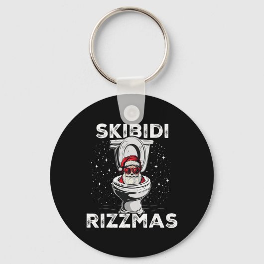 Skibidi Rizzmas Grappig Toilet Santa White Elephan Sleutelhanger (Voorkant)