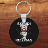 Skibidi Rizzmas Grappig Toilet Santa White Elephan Sleutelhanger (Voorkant)