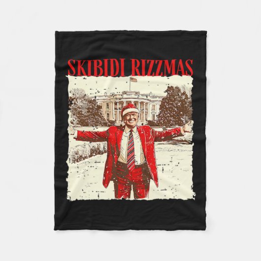 Skibidi Rizzmas Grappig Trump Rizz Kerstman 1 Fleece Deken (Voorkant)