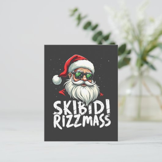 Skibidi Rizzmas Grappige Gen Alpha Slaag Kerstmis Briefkaart (Staand voorkant)