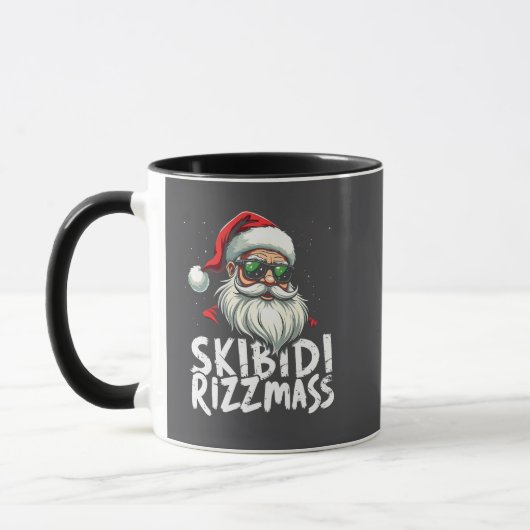 Skibidi Rizzmas Grappige Gen Alpha Slaag Kerstmis Mok (Links)