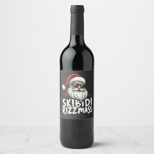 Skibidi Rizzmas Grappige Gen Alpha Slaag Kerstmis  Wijn Etiket (Voorkant)