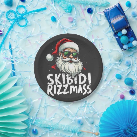 Skibidi Rizzmas Grappige Gen Alpha Slang Kerstmis Papieren Bordje (Feest)