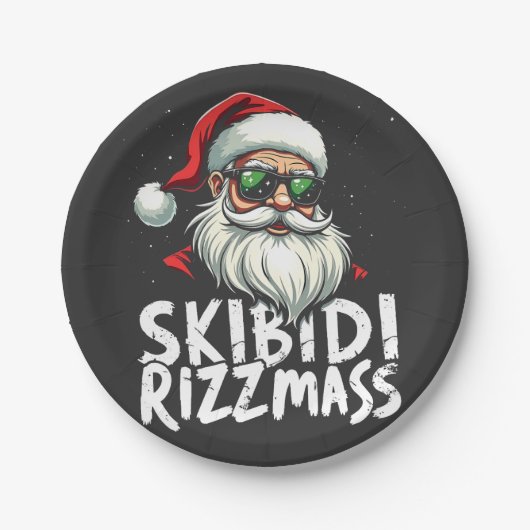Skibidi Rizzmas Grappige Gen Alpha Slang Kerstmis Papieren Bordje (Voorkant)