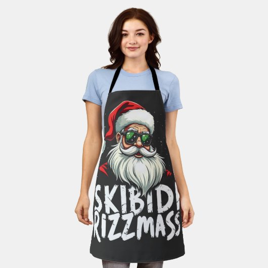 Skibidi Rizzmas Grappige Gen Alpha Slang Kerstmis Schort (Gedragen)