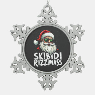 Skibidi Rizzmas Grappige Gen Alpha Slang Kerstmis Tin Sneeuwvlok Ornament
