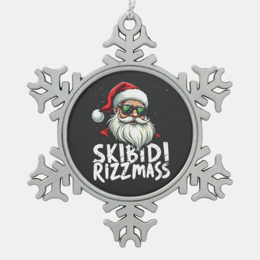 Skibidi Rizzmas Grappige Gen Alpha Slang Kerstmis Tin Sneeuwvlok Ornament (Voorkant)