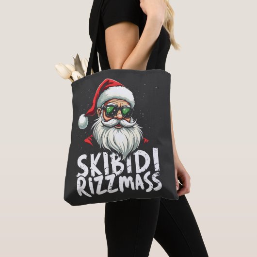 Skibidi Rizzmas Grappige Gen Alpha Slang Kerstmis Tote Bag (Dichtbij)