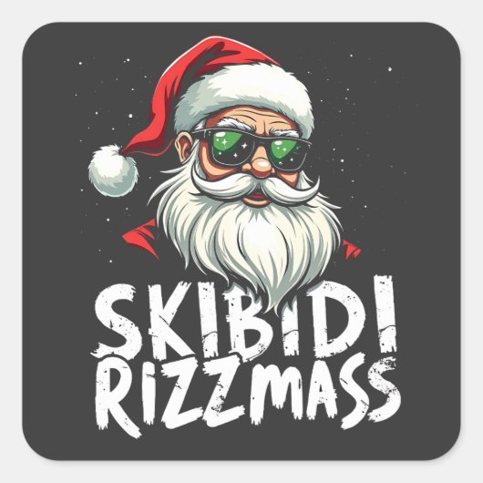 Skibidi Rizzmas Grappige Gen Alpha Slang Kerstmis Vierkante Sticker (Voorkant)