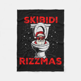 Skibidi Rizzmas Grappige Kerstman Toilet Witte Oli Fleece Deken