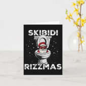 Skibidi Rizzmas Grappige Toilet Kerstman Witte Oli Kaart (Gele Bloem)