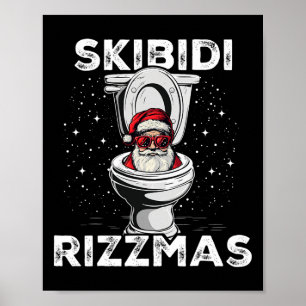 Skibidi Rizzmas Grappige Toilet Kerstman Witte Oli Poster