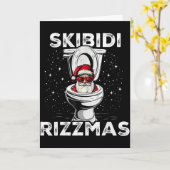 Skibidi Rizzmas Grappige Toilet Sinterklaas Witte  Kaart (Gele Bloem)