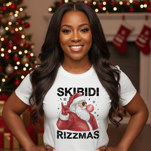 Skibidi Rizzmas Kerstman Grappig Kerst Wit T-shirt