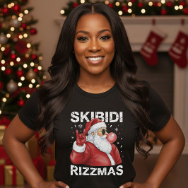 Skibidi Rizzmas Kerstman Grappig Kerstzwart T-shirt