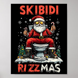 Skibidi Rizzmas Kerstman Toilet Grappige Kerst Poster