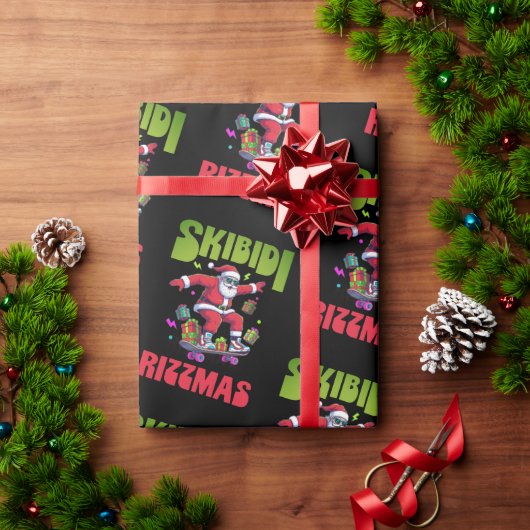 Skibidi Rizzmas Santa on his Skate  Cadeaupapier (Feestdagen Geschenken)