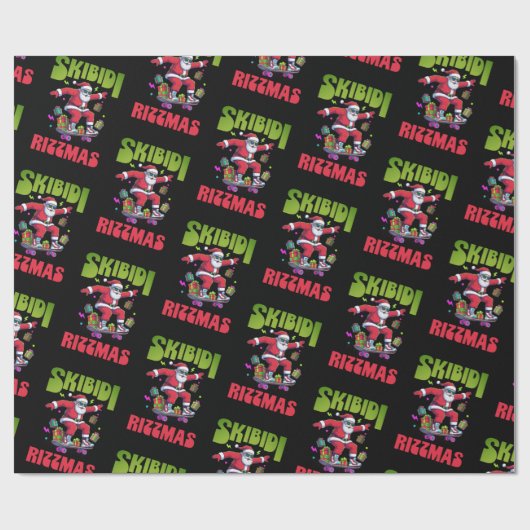 Skibidi Rizzmas Santa on his Skate  Cadeaupapier (Vlak)