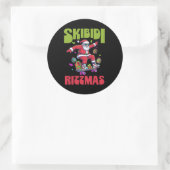 Skibidi Rizzmas Santa on his Skate Ronde Sticker (Tas)