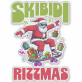 Skibidi Rizzmas Santa on his Skate Sticker (Voorkant)