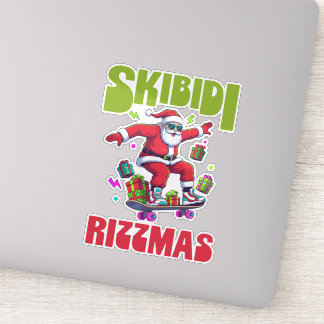 Skibidi Rizzmas Santa on his Skate Sticker