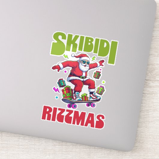 Skibidi Rizzmas Santa on his Skate Sticker (Detail)