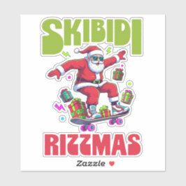Skibidi Rizzmas Santa on his Skate Sticker