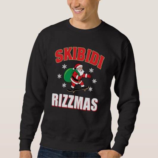 Skibidi Rizzmas Skateboarder Kerstman Meme Trui (Voorkant)