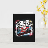 Skibidi Rizzmas Snowboarden Santa Funny Kerstmis Kaart (Gele Bloem)