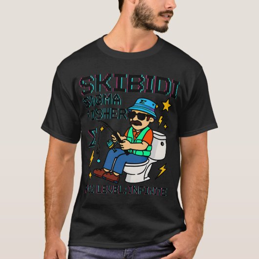 Skibidi Sigma Fisher op troon T-shirt (Voorkant)