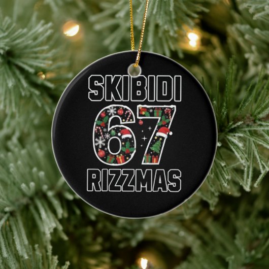 Skibidi Six Seven Rizzmas Funny Christmas 2025 Mem Keramisch Ornament (Boom)