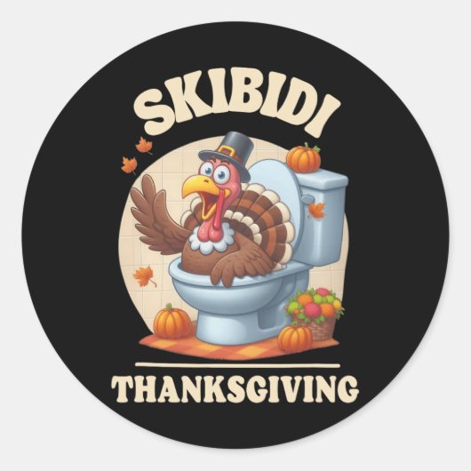 Skibidi Thanksgiving Funny Meme Skibidi Toilet Tur Ronde Sticker (Voorkant)
