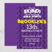 Skibidi Toilet Paarse Verjaardag Uitnodiging (Voorkant / Achterkant)