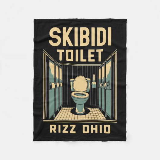 Skibidi Toilet Rizz Ohio Grappige meme Retro Vinta Fleece Deken (Voorkant)