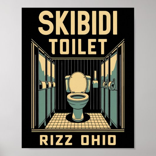 Skibidi Toilet Rizz Ohio Grappige meme Retro Vinta Poster (Voorkant)