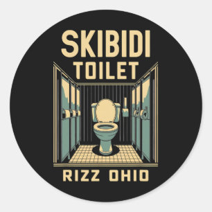 Skibidi Toilet Rizz Ohio Grappige meme Retro Vinta Ronde Sticker