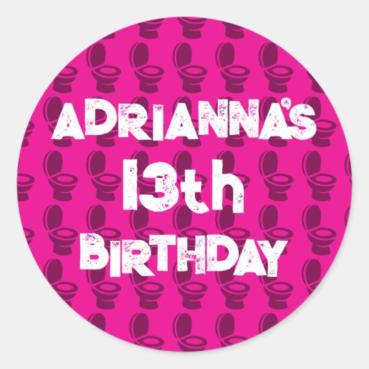 Skibidi Toilet Roze Verjaardagsfeest Ronde Sticker (Voorkant)