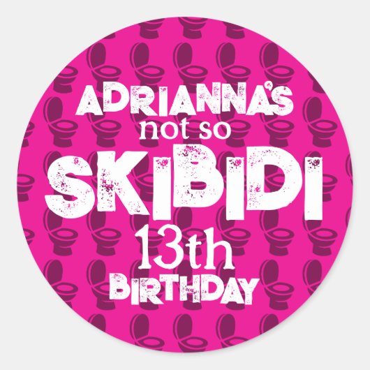 Skibidi Toilet Roze Verjaardagsfeest Ronde Sticker (Voorkant)