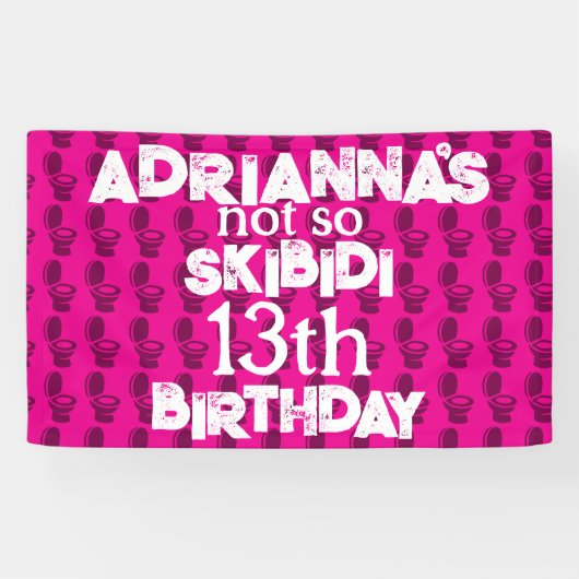 Skibidi Toilet Roze Verjaardagsfeest Spandoek (Horizontaal)