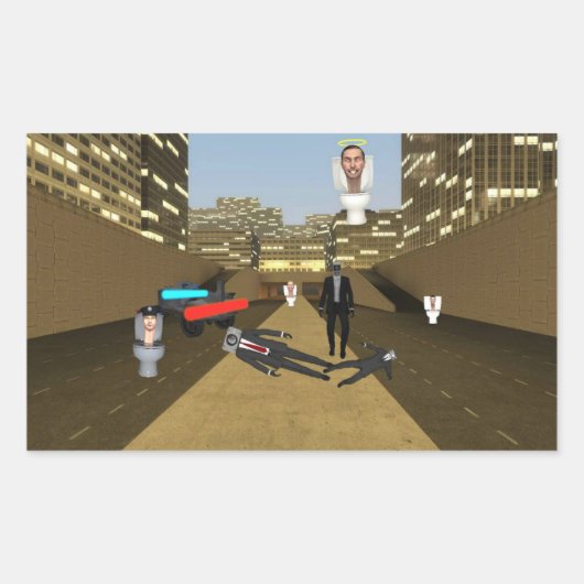 Skibidi Toilet Sticker:) Rechthoekige Sticker (Voorkant)