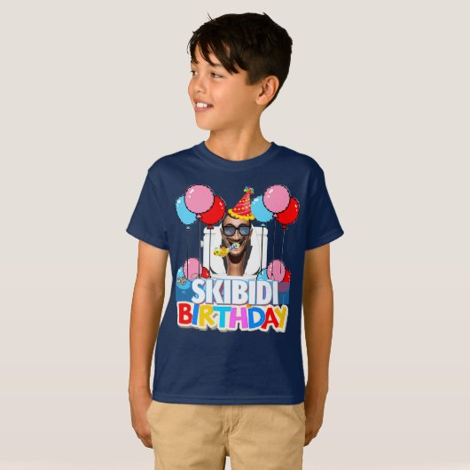 Skibidi Toilet Verjaardag T-shirt [Pas het aan!!] (Voorkant volledig)