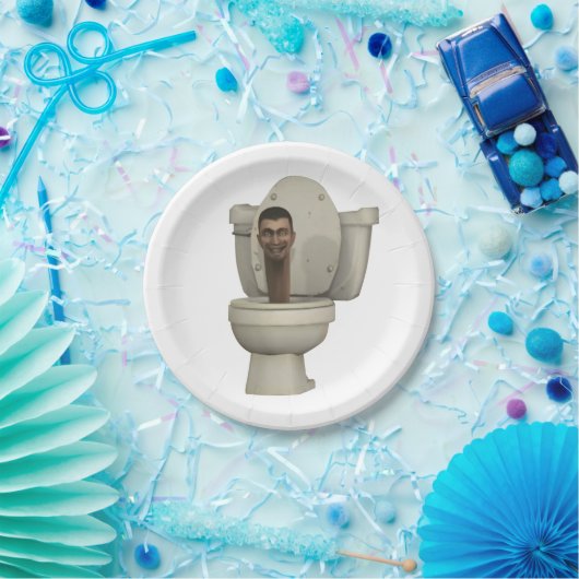 Skibidi toiletpapier partij bord wegwerp (Feest)