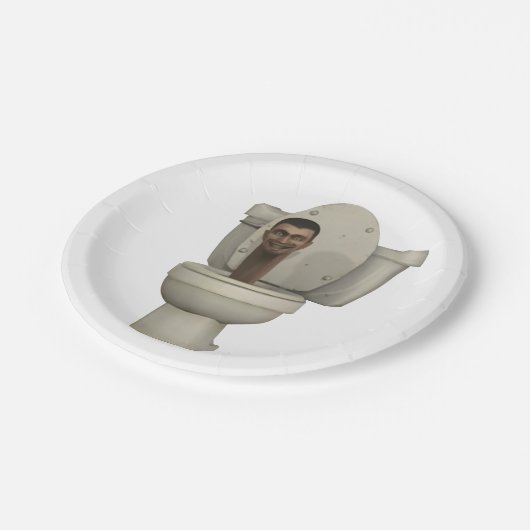 Skibidi toiletpapier partij bord wegwerp (Gekanteld)