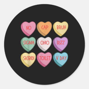 Skibidi Valentijnsdag Rizz Snoep Hart Groovy Ronde Sticker