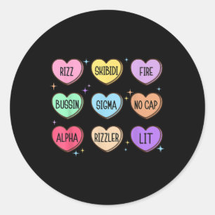 Skibidi Valentijnsdag Snoep Hart Grappige Valentij Ronde Sticker