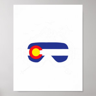 Skibril Colorado Vlag Skiër Skiën Souvenir Poster