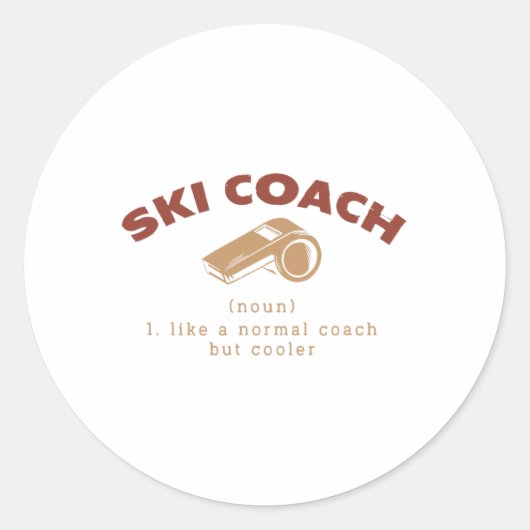 Skicoach Definition Funny Skiinstructeur Humor Ronde Sticker (Voorkant)