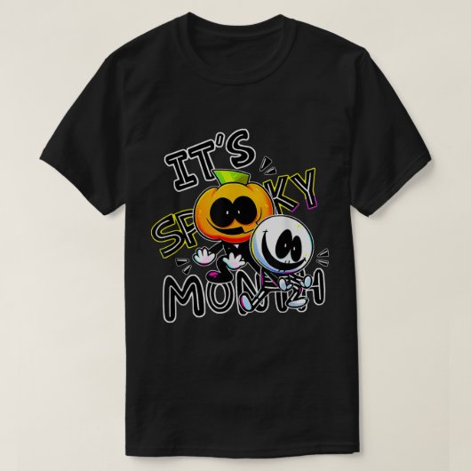 Skid en Pump Het is een spoky Month Retro t-shirt (Design voorkant)